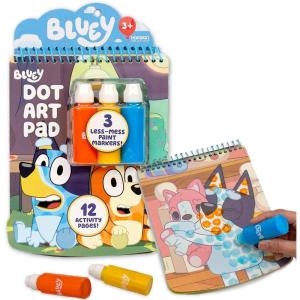 Horizon Group USA Bluey Dot Art Pad & Markers, Spiral-Bound Activity Painting Pad, Travel-Friendly Dabbers, Birthday Party, Great Mess-Free Toddler Toys for Kids Ages 3, 4, 5, 6(Bluey)